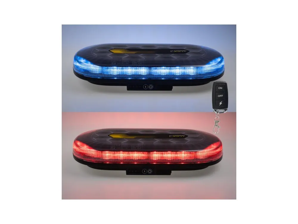 Nová Kolekce AKU LED rampa modrá/červená, 48xLED, magnet, 328mm, ECE R65 R10