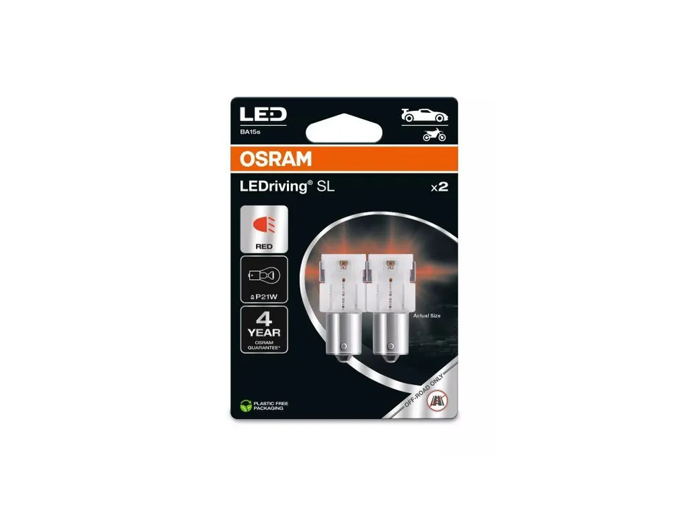 LED 12V P21W BA15s OSRAM červenáblistr 2ks Zlevněný